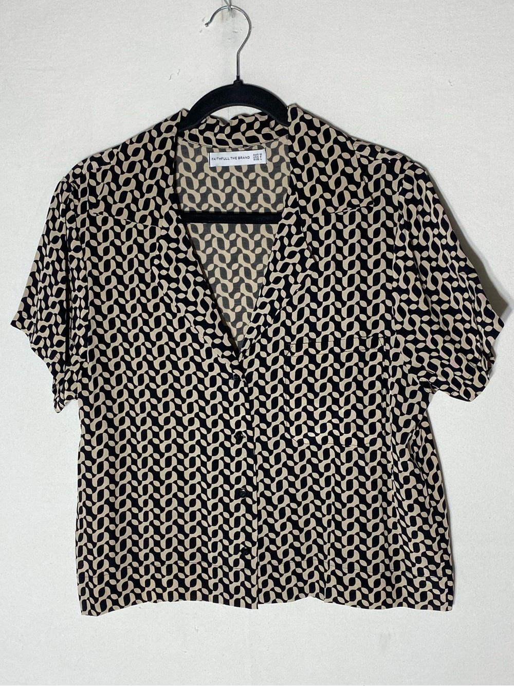 Faithfull the Brand Black & Beige Geometric Short Sleeve Button Down